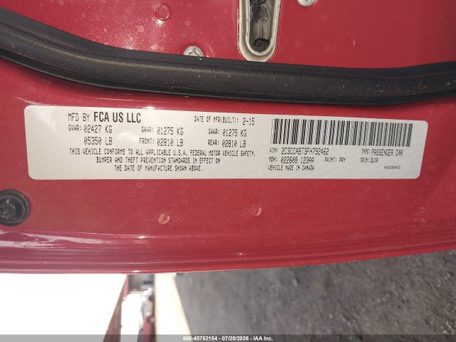 Aukcja sprzedaży 2015 Chrysler 300 300s, vin: 2C3CCABT3FH792462, numer aukcji: 45752154