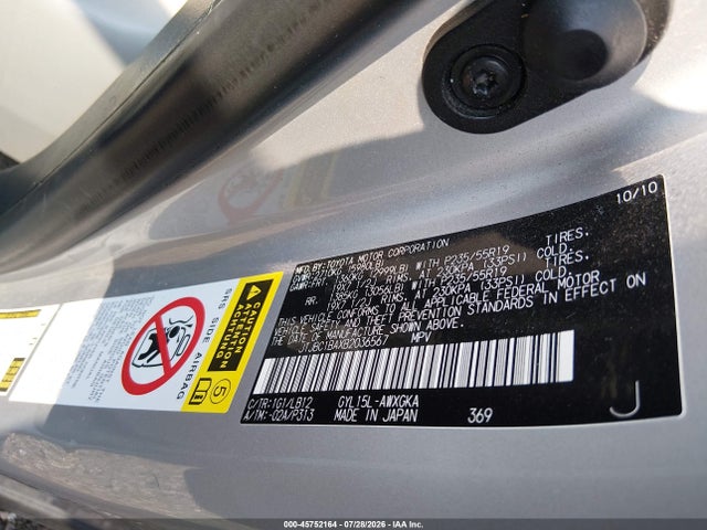 45752164 :رقم المزاد ، JTJBC1BAXB2036567 vin ، 2011 Lexus Rx 450h مزاد بيع