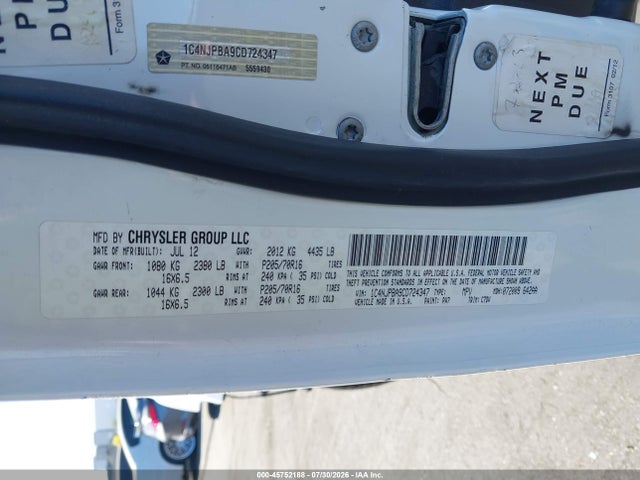 Продаж на аукціоні авто 2012 Jeep Patriot Sport, vin: 1C4NJPBA9CD724347, номер лоту: 45752188