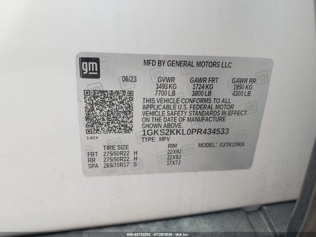 Aukcja sprzedaży 2023 Gmc Yukon Xl 4wd Denali Ultimate, vin: 1GKS2KKL0PR434533, numer aukcji: 45752203
