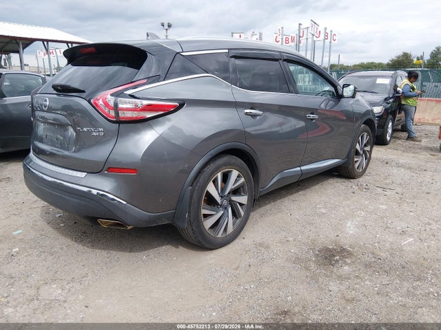 2018 Nissan Murano Platinum მანქანა იყიდება აუქციონზე, vin: 5N1AZ2MH1JN197833, აუქციონის ნომერი: 45752213