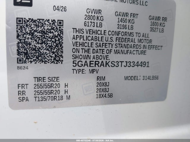 Aukcja sprzedaży 2026 Buick Enclave Preferred Fwd, vin: 5GAERAKS3TJ334491, numer aukcji: 45752246