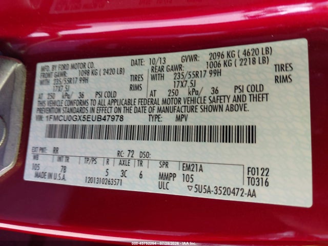 Ford ESCAPE SE 2014 1FMCU0GX5EUB47978 Image 9