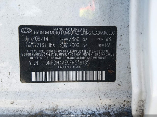 Hyundai ELANTRA SE 2015 5NPDH4AE9FH549185 Image 9
