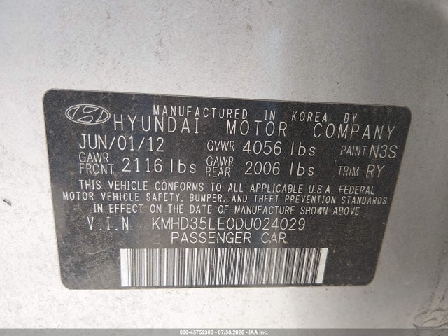 2013 Hyundai Elantra Gt მანქანა იყიდება აუქციონზე, vin: KMHD35LE0DU024029, აუქციონის ნომერი: 45752300