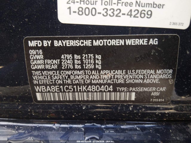 Продажа на аукционе авто 2017 Bmw 330e Iperformance, vin: WBA8E1C51HK480404, номер лота: 45752339