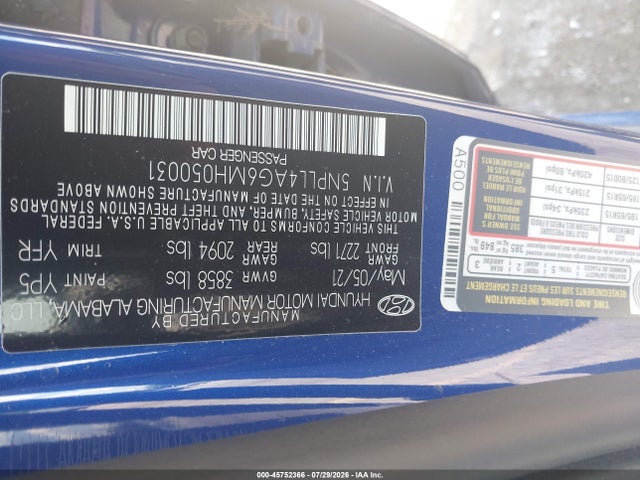 Aukcja sprzedaży 2021 Hyundai Elantra Se, vin: 5NPLL4AG6MH050031, numer aukcji: 45752366