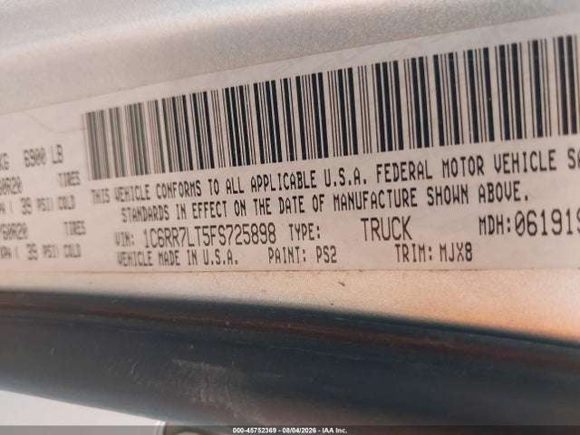 RAM 1500 Big Horn 2015 1C6RR7LT5FS725898 Image 9