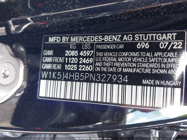 Продажа на аукционе авто 2023 Mercedes-benz Cla 250 Coupe 4matic, vin: W1K5J4HB5PN327934, номер лота: 45752374