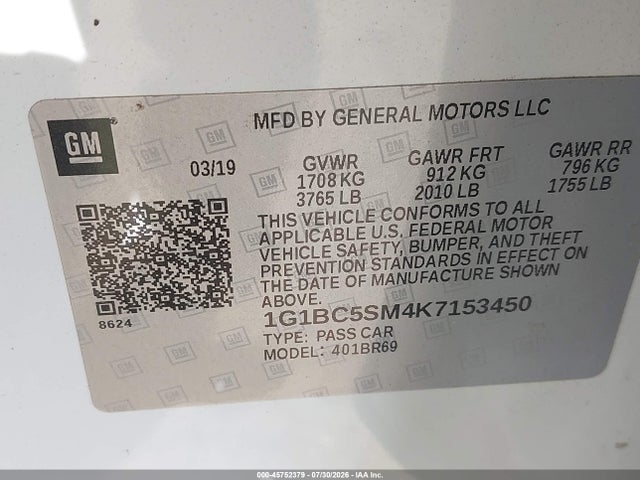 Chevrolet CRUZE LS 2019 1G1BC5SM4K7153450 Image 9