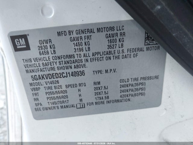 2012 Buick Enclave Premium მანქანა იყიდება აუქციონზე, vin: 5GAKVDED2CJ140936, აუქციონის ნომერი: 45752446