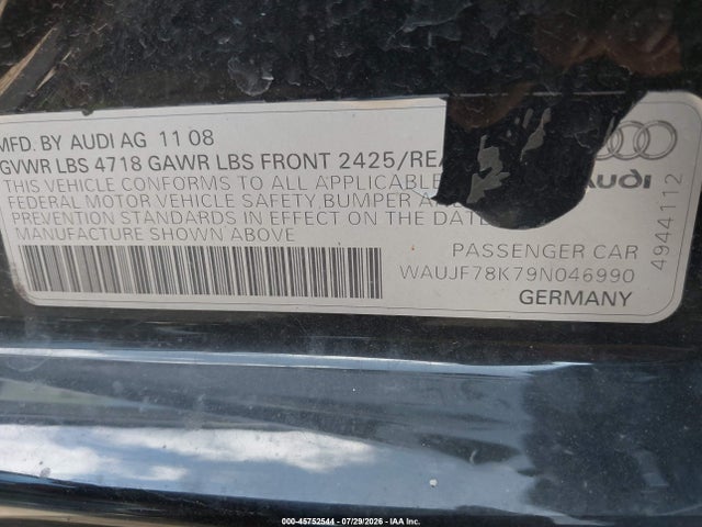 Aukcja sprzedaży 2009 Audi A4 2.0t Premium, vin: WAUJF78K79N046990, numer aukcji: 45752544