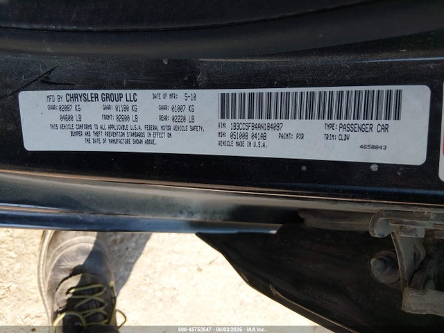 2010 Dodge Avenger R/t მანქანა იყიდება აუქციონზე, vin: 1B3CC5FB4AN184097, აუქციონის ნომერი: 45752547