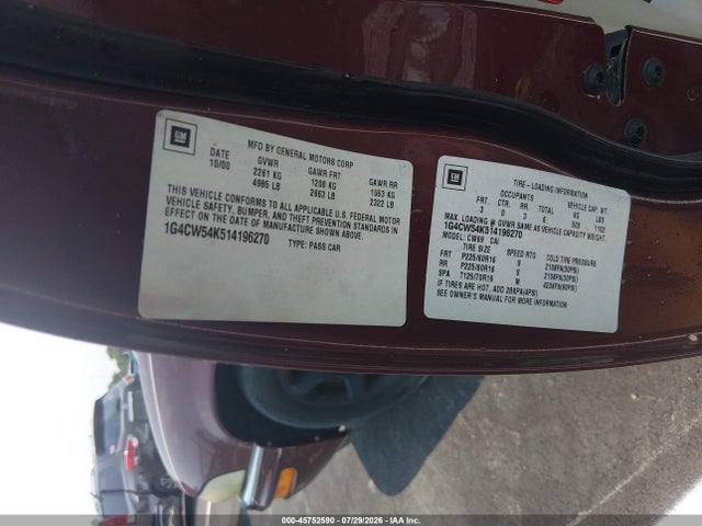 Aukcja sprzedaży 2001 Buick Park Avenue, vin: 1G4CW54K514196270, numer aukcji: 45752590