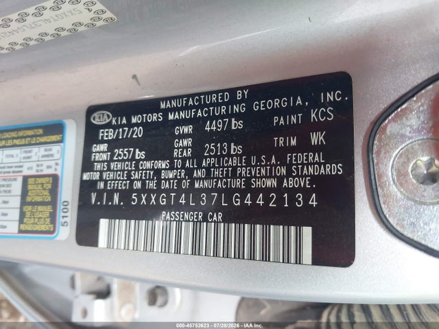 KIA Optima Lx 2020 5XXGT4L37LG442134 Image 9