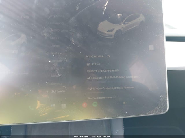 Aukcja sprzedaży 2023 Tesla Model 3 Rear-wheel Drive, vin: 5YJ3E1EA8PF398110, numer aukcji: 45752635