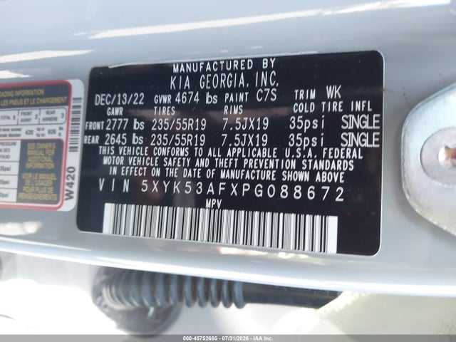 2023 Kia Sportage Sx-prestige მანქანა იყიდება აუქციონზე, vin: 5XYK53AFXPG088672, აუქციონის ნომერი: 45752665