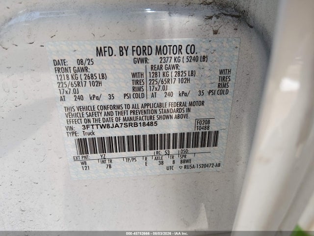 Ford Maverick Xlt 2025 3FTTW8JA7SRB18485 Image 9