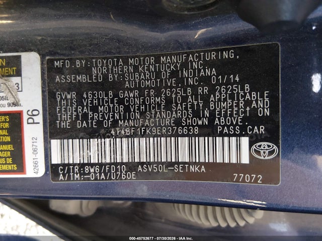 Toyota CAMRY LE 2014 4T4BF1FK9ER376638 Image 9