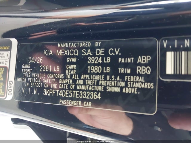 Продажа на аукционе авто 2026 Kia K4 Lxs, vin: 3KPFT4DE5TE332364, номер лота: 45752692