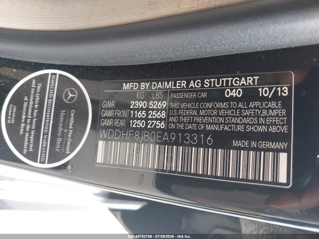 Aukcja sprzedaży 2014 Mercedes-benz E 350 4matic, vin: WDDHF8JB0EA913316, numer aukcji: 45752756