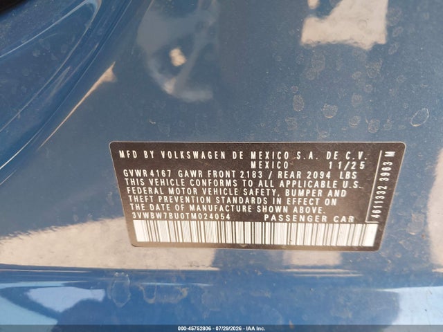 Aukcja sprzedaży 2026 Volkswagen Jetta Sport, vin: 3VWBW7BU0TM024054, numer aukcji: 45752806