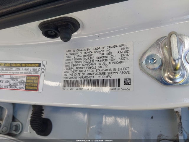 2HKRW1H59JH504613 Honda CR-V EX