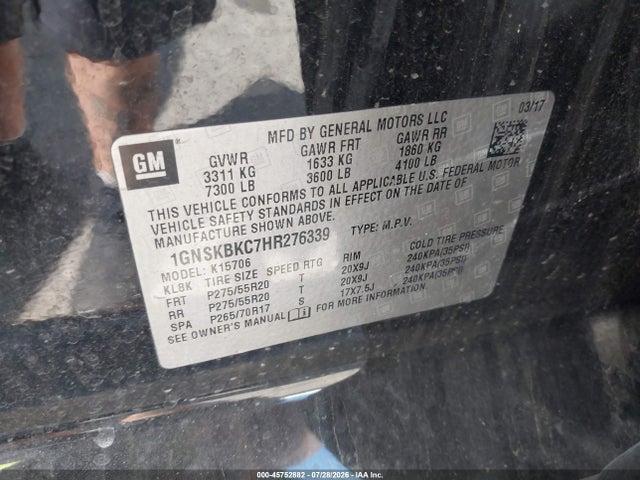 Chevrolet Tahoe Lt 2017 1GNSKBKC7HR276339 Image 9