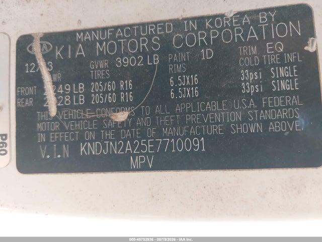 Aukcja sprzedaży 2014 Kia Soul, vin: KNDJN2A25E7710091, numer aukcji: 45752936