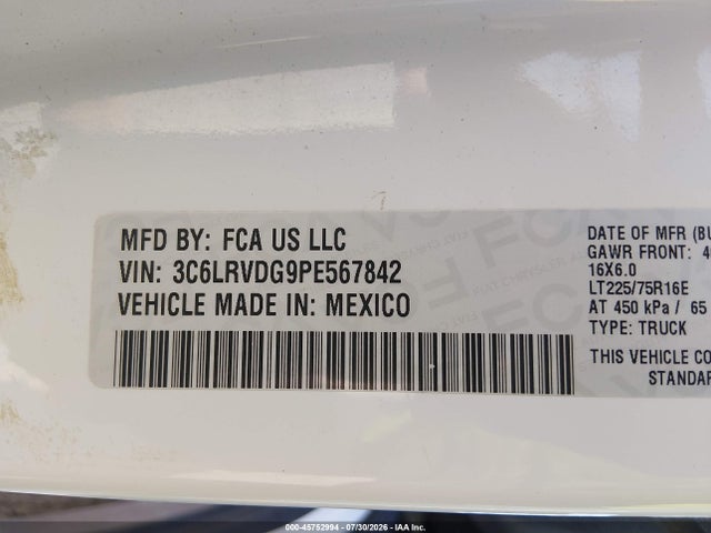3C6LRVDG9PE567842 RAM Promaster 2500 High Roof 159 Wb