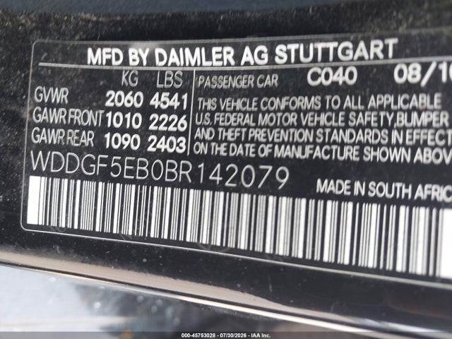 Продаж на аукціоні авто 2011 Mercedes-benz C 300 Sport, vin: WDDGF5EB0BR142079, номер лоту: 45753028