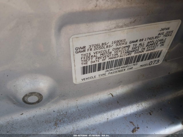 45753044 :رقم المزاد ، JA3AJ26EX6U011765 vin ، 2006 Mitsubishi Lancer Es/se مزاد بيع