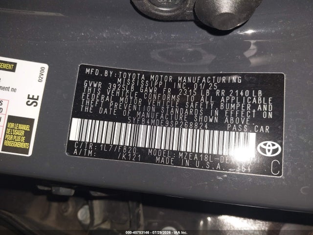 Toyota COROLLA LE 2025 5YFB4MDE9SP268824 Image 9