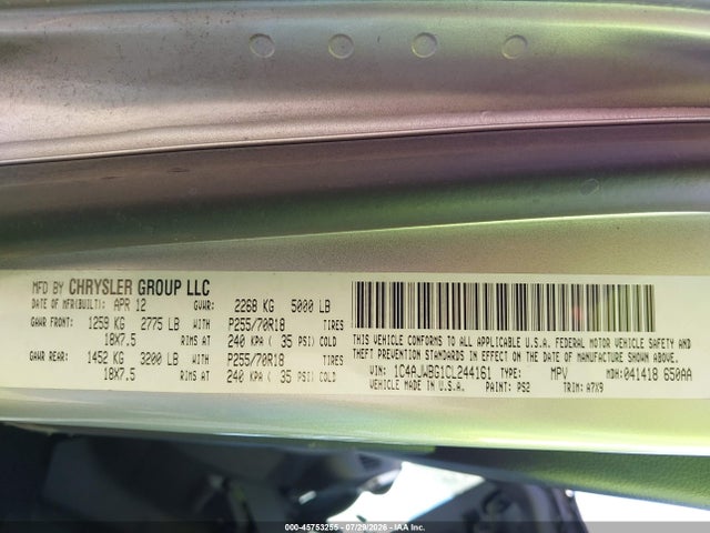 2012 Jeep Wrangler Sahara მანქანა იყიდება აუქციონზე, vin: 1C4AJWBG1CL244161, აუქციონის ნომერი: 45753255