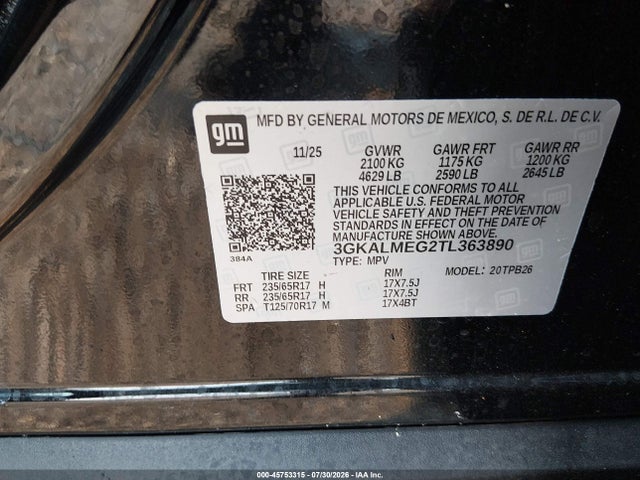 45753315 :رقم المزاد ، 3GKALMEG2TL363890 vin ، 2026 Gmc Terrain Fwd Elevation مزاد بيع