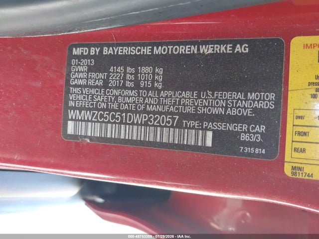 Aukcja sprzedaży 2013 Mini Countryman Cooper S, vin: WMWZC5C51DWP32057, numer aukcji: 45753389