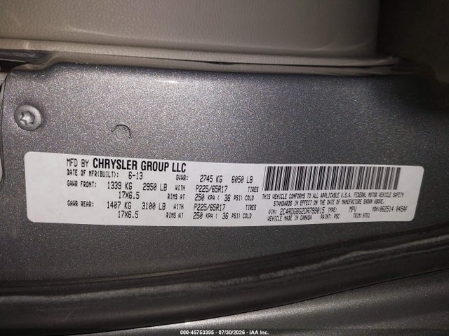 Продаж на аукціоні авто 2013 Dodge Grand Caravan Se, vin: 2C4RDGBG2DR799015, номер лоту: 45753395