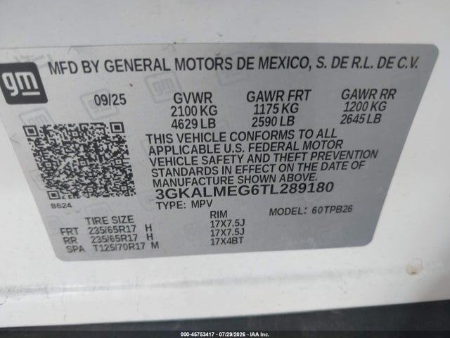 Продаж на аукціоні авто 2026 Gmc Terrain Fwd Elevation, vin: 3GKALMEG6TL289180, номер лоту: 45753417