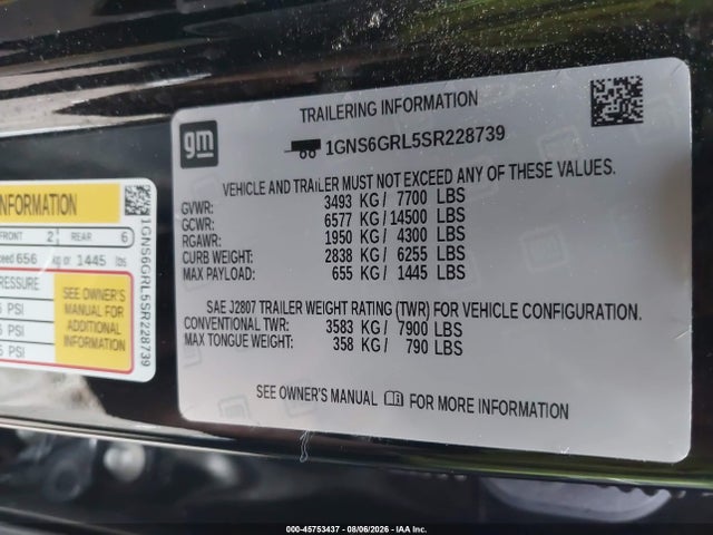 Продаж на аукціоні авто 2025 Chevrolet Suburban 4wd High Country, vin: 1GNS6GRL5SR228739, номер лоту: 45753437