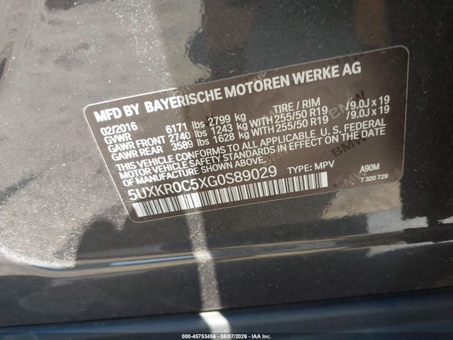 Aukcja sprzedaży 2016 Bmw X5 Xdrive35i, vin: 5UXKR0C5XG0S89029, numer aukcji: 45753456