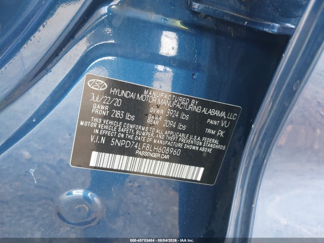 Hyundai ELANTRA SE 2020 5NPD74LF8LH608960 Image 9