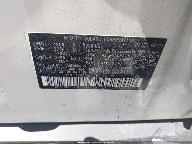 Продажа на аукционе авто 2024 Subaru Outback Onyx Edition, vin: 4S4BTALCXR3160289, номер лота: 45753513