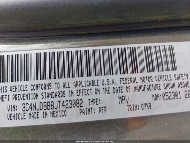 2018 Jeep Compass Latitude 4x4 მანქანა იყიდება აუქციონზე, vin: 3C4NJDBB8JT423082, აუქციონის ნომერი: 45753538