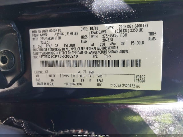 Ford F-150 Xl 2018 1FTEX1CP7JKG06210 Image 9