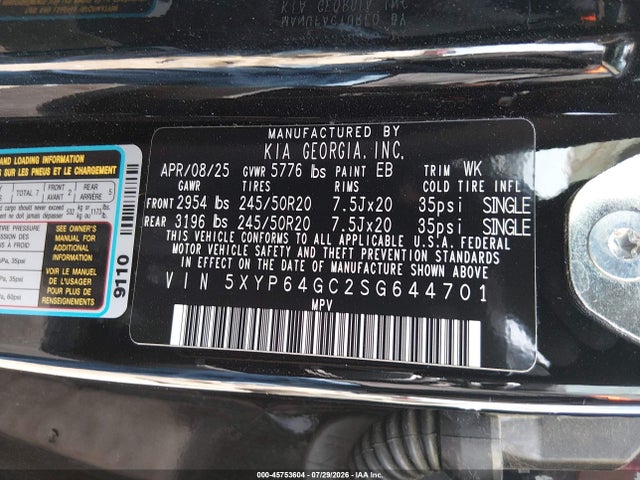 KIA Telluride S 2025 5XYP64GC2SG644701 Image 9
