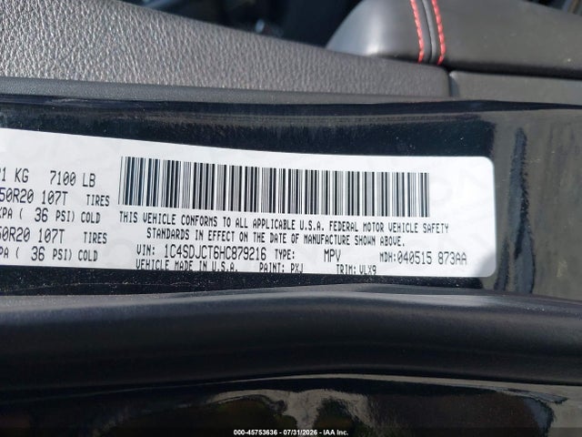Dodge Durango R/t Awd 2017 1C4SDJCT6HC879216 Image 9