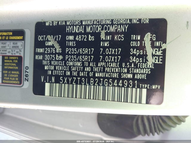 Продаж на аукціоні авто 2018 Hyundai Santa Fe Sport 2.4l, vin: 5XYZT3LB2JG544931, номер лоту: 45753651