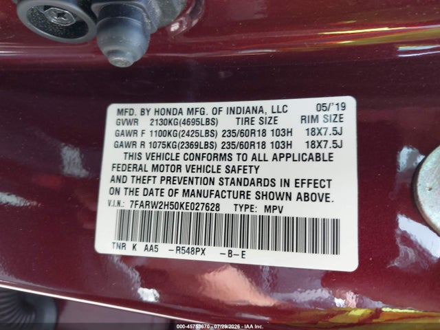 Honda CR-V EX 2019 7FARW2H50KE027628 Image 9