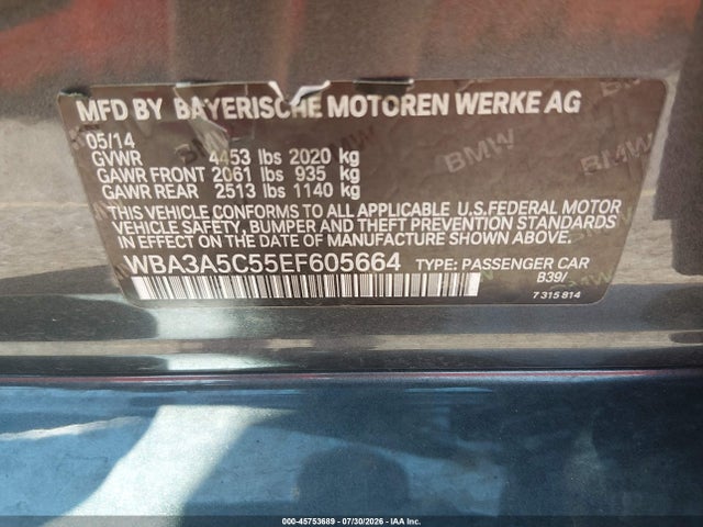 BMW 328I 2014 WBA3A5C55EF605664 Image 9