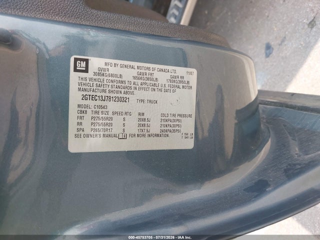Продажа на аукционе авто 2008 Gmc Sierra 1500 Sle1, vin: 2GTEC13J781230321, номер лота: 45753705